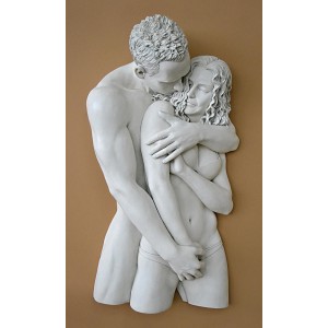 A Lover&apos;s Romantic Embrace Intimacy Shared Nude Stone Finish Wall Sculpture   302325709027